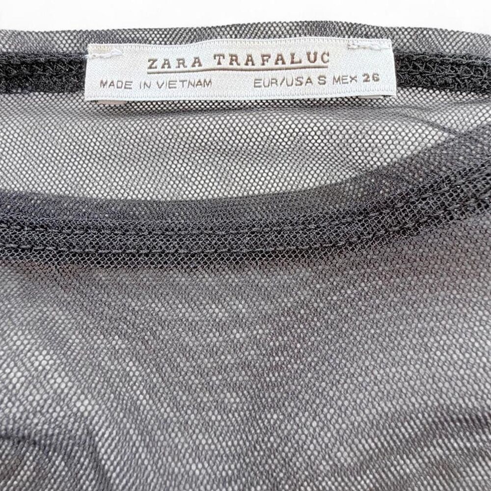 Zara Women's Black Lace Floral Embroidery Crop Top Size S - Picture 5 of 7